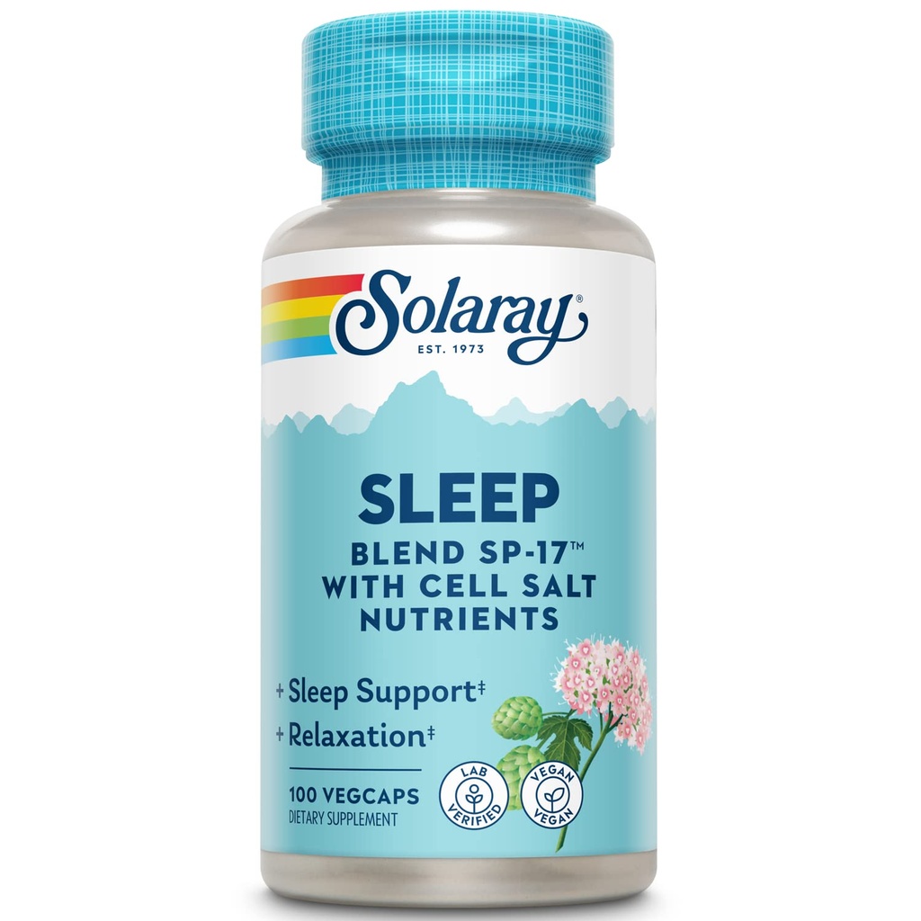Solaray Sleep Blend SP-17 | Herbal Blend w/Cell Salt Nutrients to Help Support Healthy Sleep & Relaxation | Non-GMO, Vegan | 100 VegCaps