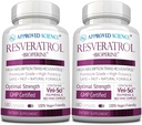 Onartutako Science® Resveratrol - 1000 mg Trans Resveratrol - 250 mg Polyphenol - 98% Purity Level - Bioperine® - 380 Vegan Friendly kapsulak - 2 botila
