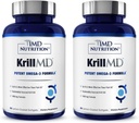 1MD Nutrition KrillMD - Antarktida Krill Oil Omega 3 Dodatek s Astaxanthin, EPA, DHA CARL 124; 2X účinnější než rybí olej 124; 60 Softgels (2-Pack)
