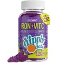 Vital+Boon - Iron with Vitamin C & B12 Gummies (120 Count) Vital for Red Blood Cell Formation | Gum Drop Grape Real Pectin Fruit Chew Supplements | Vegan, Non-GMO, Gluten Free & Gelatin Free