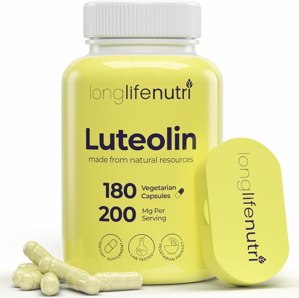 Luteolin supplement 200mg - 180 Vegetarian Capsules, 3-Month Supply - Strengthen Cognitive Function " Overall Health - Lab Tested, Made in USA, 2 Serving Size