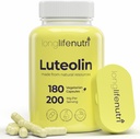 Supplément Luteolin 200mg - 180 Capsules végétariennes, 3-Mois d'approvisionnement - Renforcer la fonction cognitive et la santé globale - Testé en laboratoire, Fabriqué aux États-Unis, 2 tailles de portion