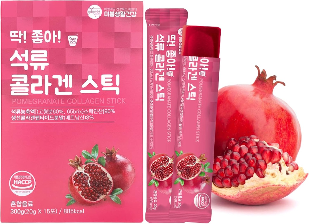 Pomegranate Collagen Jelly Stick 20g * 15 Stick 1.600mg Basso collagene di pesce molecolare Anti-invecchiamento [DDAKJOA]