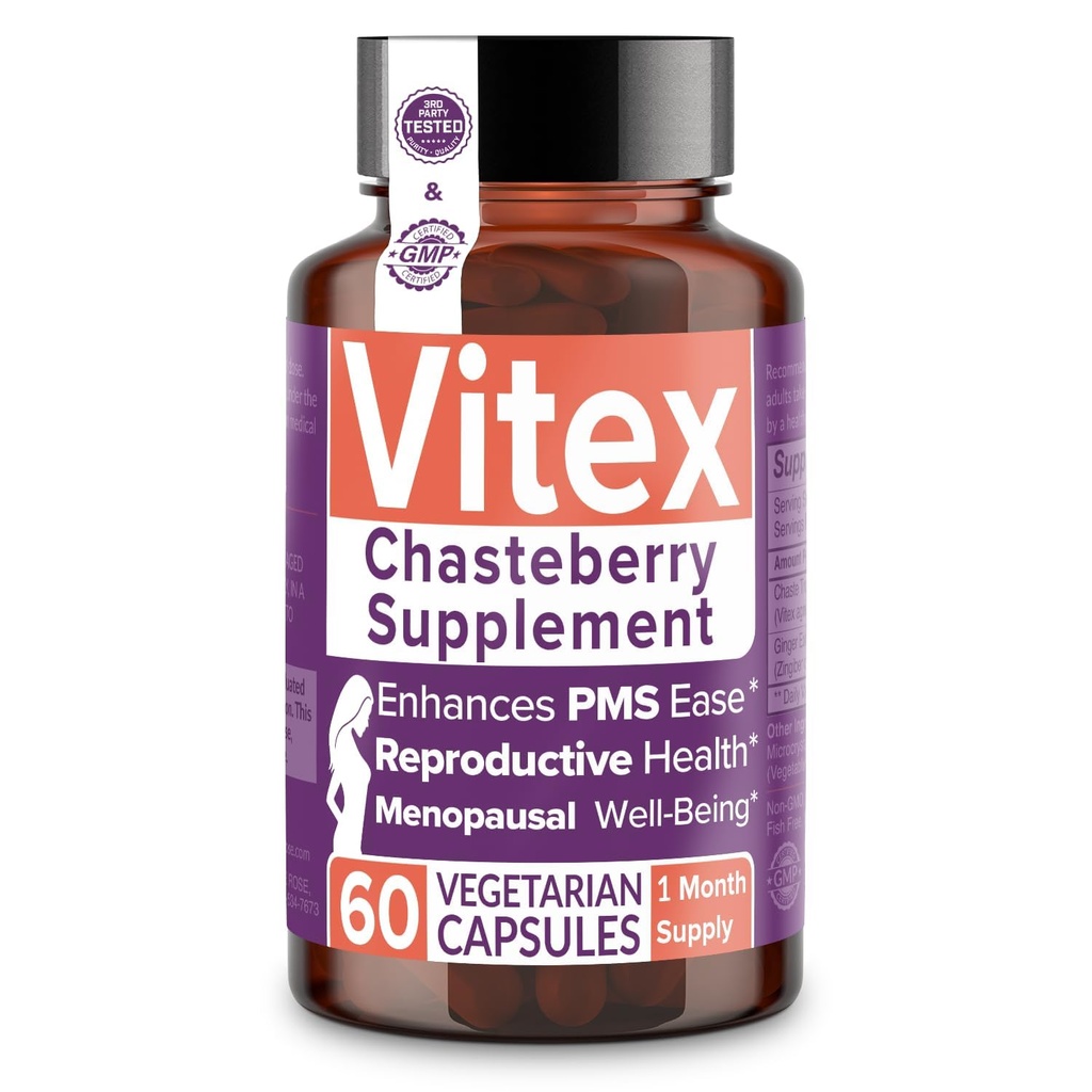 Intimate Rose Vitex Chasteberry Supplement for Women, 1000 mg - Chaste Tree Berry for Hormone Balance, Fertility & PMS Support, Regulate Cycles - 60 Capsules