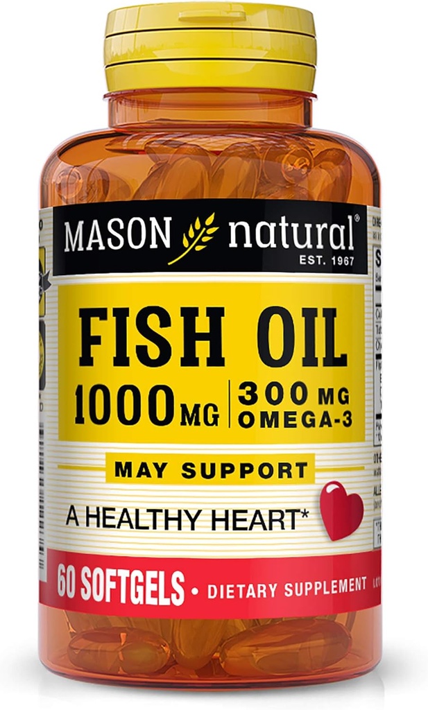 Mason Vitamins Fish Oil 1000 Mg Omega33 Softgels, 60 Počet