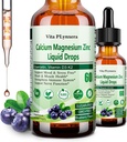 Calcium Magnesium Zinc, Liquid Calcium Magnesium Citrate D3 K2, B6, Omega-3, Potency Liquid Magnesium Calcium Drops w. Herbal Supplement for Bone, Muscle, Relaxation, Sleep, Nerve