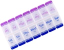 Pill Organizatorius 7 Diena, Pill Box 2 Times a Day AM PM Pill Case, Savaitinis pilnas konteineris Nešiojamos kelionės medicinos dėžutė vitaminams ir priedams (Blue- Purple)
