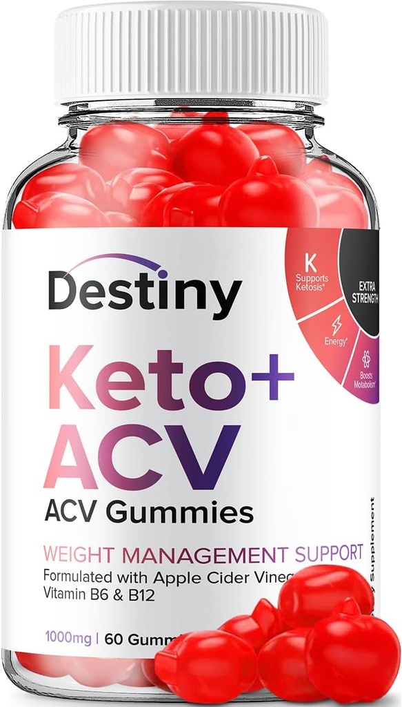Destiny Keto ACV Gummies - Advanced Formula Destiny Keto Plus ACV Gummies, Manažment hmotnosti, Destiny ACV Dietary Supplement Muži Ženy (60 Gumies)
