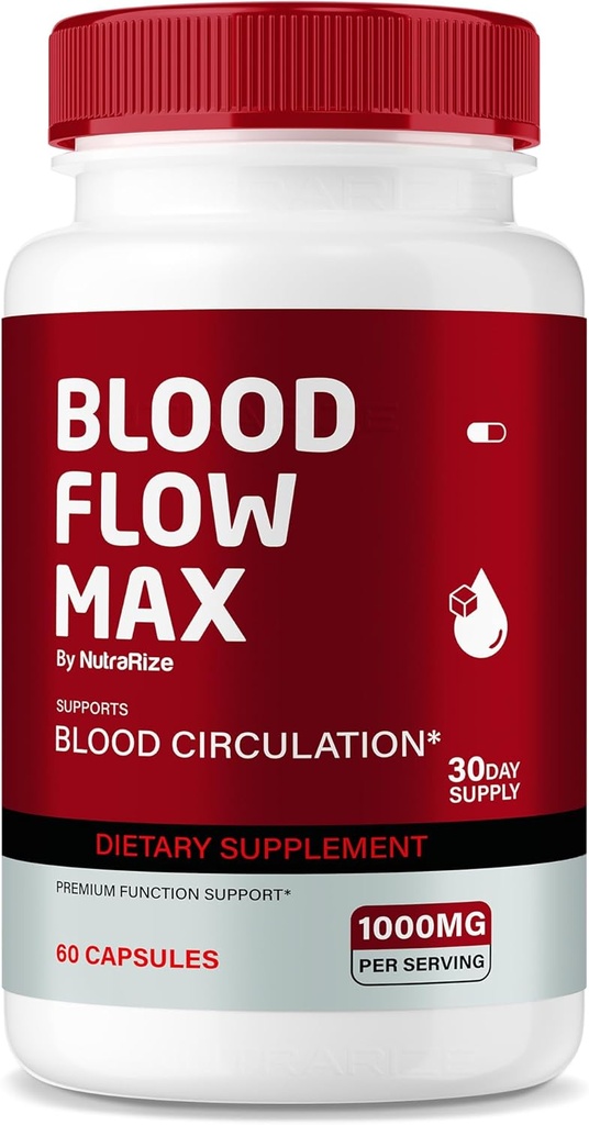 NutraRize Blood Flow Max Capsules, Advanced Blood Support Formula, Maximale Sterkte Supplement voor gezonde bloedcirculatie, Alle natuurlijke vitamine pillen voor algemene wellness, Reviews (60 capsules)