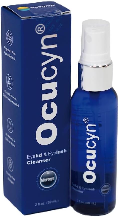 Ocucyn Daily Eyelid Cleanser, All-Natural and Pure Hypochlorous Acid Spray Gently Cleans Eyelids, Treat Blepharitis Symptoms, Dry Eye, Eye Irritation, Ideal for Everyday Use.