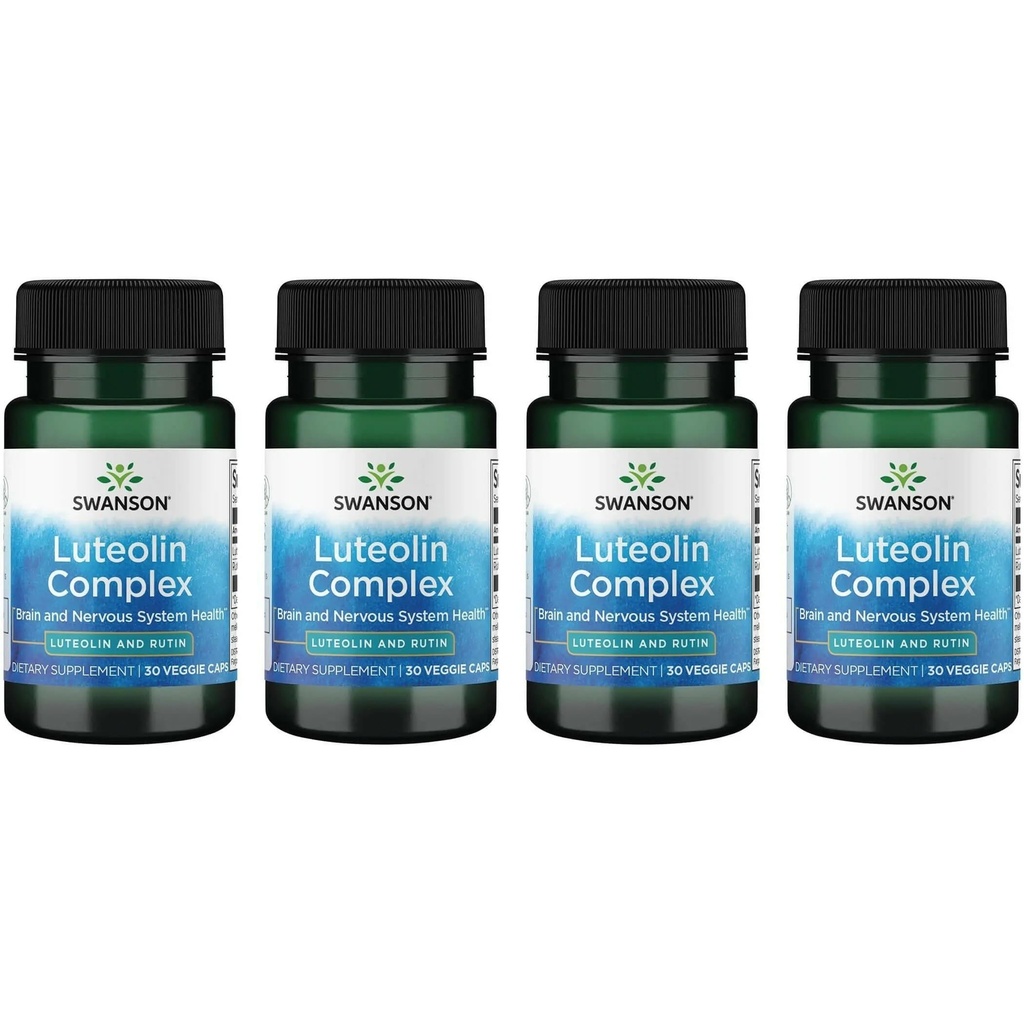 Swanson Luteolin Complex w/Rutin - Brain Support Supplement Promoting Memory, Mood & Cognitive Health - Natural Formula to Help Maintain Nervous System - (30 Veggie Capsules) 4 Pack