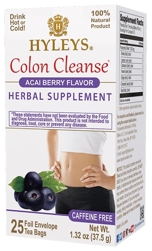 Hyleys Colon Cleanse Tea Amai berry Flavor - 25 túi trà (12 gói - 300 túi trà)