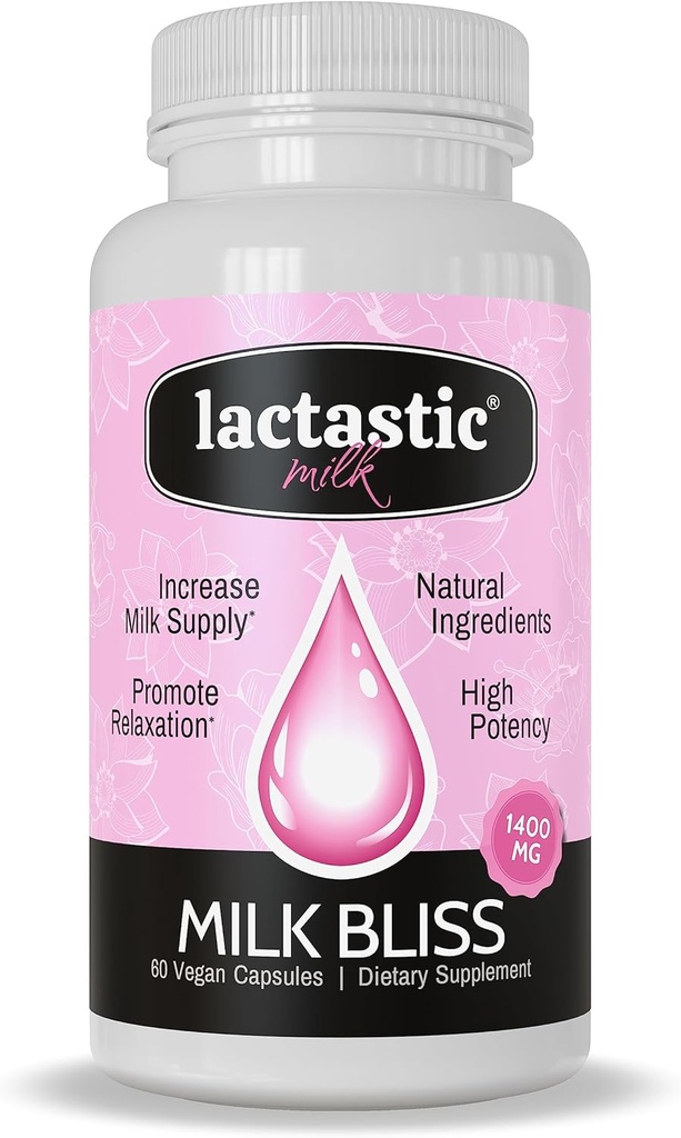 Lactastic® Milk Bliss TM - Yüksək Potensial Lactation Supplement - Organic Moringa, Milk Butle, Passionflower & Valerian Root - 60 Vegan Capsules