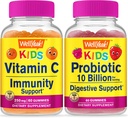 Welly Vitamin C Kids + Progories 10B Kids, Gummies Bundle - Great Tasting, Vitamin Suplemen, Gluten Free, GMO Free, Chewable Gummy