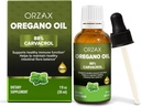 Orzax Oregano kapljice olja z oljčnim oljem - 88% Carvacrol in 0,3% Thymol - Non-GMO & Sugar-free & Gluten-free & Vegan - Zeliščni dodatek za imuno podporo in digestivno zdravje - 30 ml - 200 dan