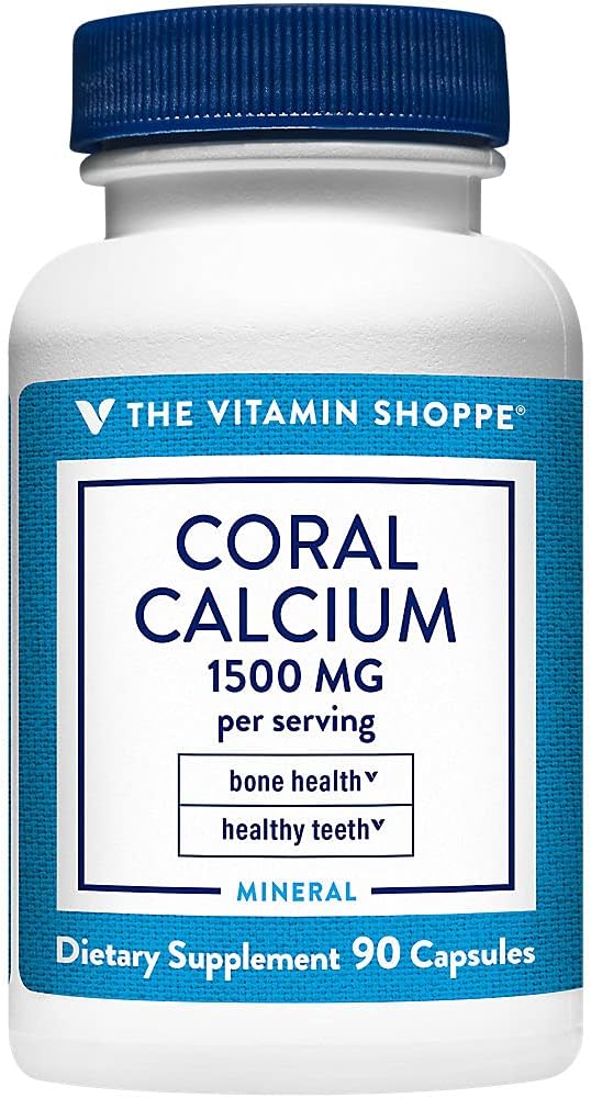 The Vitamine Shoppe Coral Calcium 1 500MG - Eco Safe Source of Calcium, Magnésium & Trace Minerals to Support Healthy Bones and Teeth (90 Capsules)
