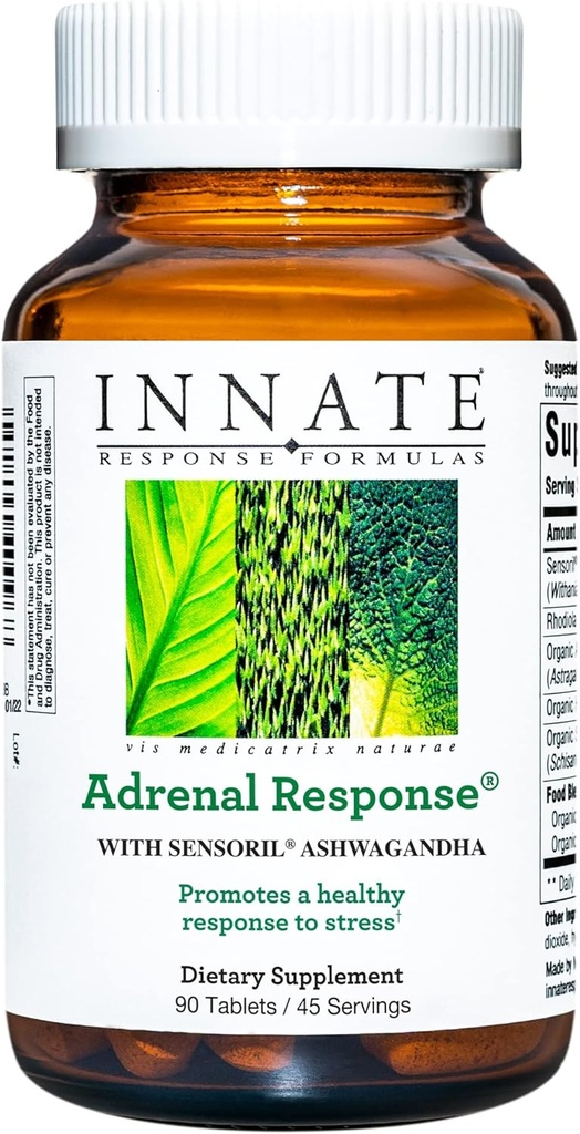 INNATE Response Formulas - Adrenal Response Herbal Supplement - Ashwagandha ile - Optimal Stres Yanıtı - Non-GMO, Vegetarian, ve 9 Yiyecek Allergens olmadan - 90 Tablet (45 Hizmet)