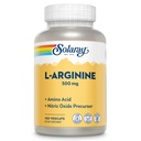 SOLARAY L-Arginine 500 mg, Nitric Oxide Supplement, Endurance, Energy, Heart Health Support, 100 Servings, 100 VegCaps