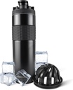 Ice Shaker Insulated Slainless Steel Shaker Bottle 124; 20 oz, Black Hoble 124; Cold for 24 + Hours 124; Insulated Cup with Twist-on Agator 124; Odor- Free Bottle for Protein Shakes, Water, Smoothies, Cocktails