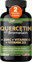 Bromelain Vitamin C və oksigen Vitamin D3 ilə Gade Nutrition Quercetin - Kapsüllərdə Immune Support Supplement - Gluten-Free, Vegan | ABŞ-da Yapıldı | 2 ay Supply
