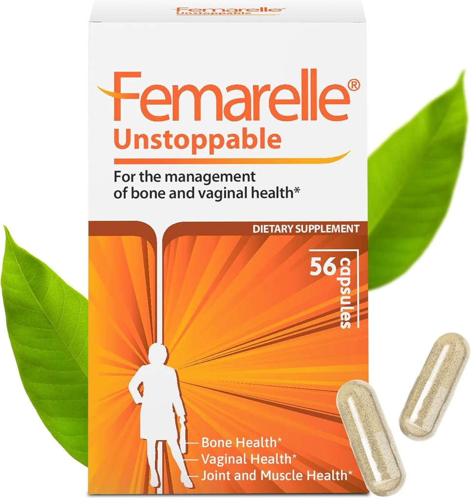 Femarelle® Unstoppable –Dietary Supplement for Women – Supporting Bone, Muscles and Joints & Vaginal Health – 56 Capsules – Non-Hormonal – Clinically Studied