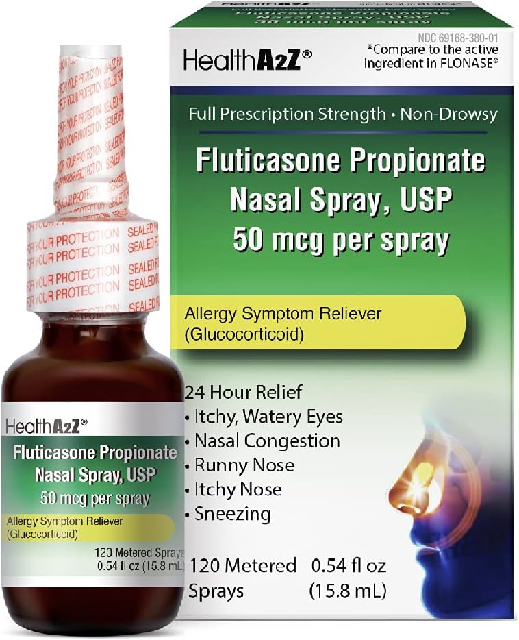 HealthA2Z Propionian flutykazonu Aerozol do nosa, 24-godzinna ulga alergiczna, 120-spray, 0,54 fl oz