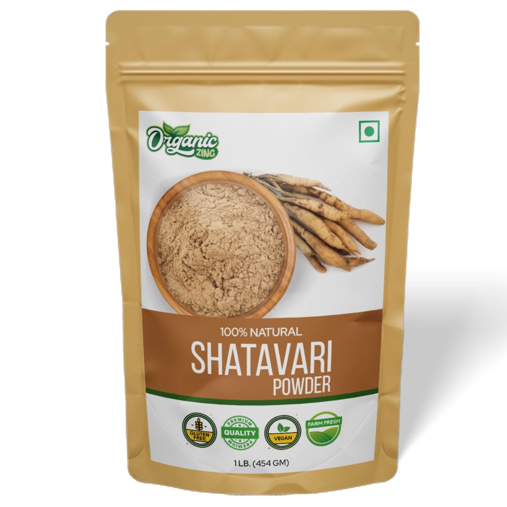 ORGANIC ZING Shatavari Powder – Food Grade – 454 g / 16 oz - Natural Plant Powder for Culinary and Daily Food Use