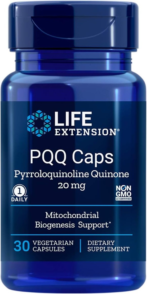 Life Extension PQQ Caps, Pyrroloquinoline Quinone, 20 milligram 30 vegetariska kapslar. Förpackning av 2 flaskor.