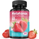 Melatonin Tablets - 10 mg Dietary Supplement - Strawberry Flavored - 200 Vegan Tablets - by NextGenU