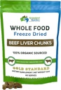 GRASSLAND NUTRITION Organic Liver Izoztutako Chunks - High in Natural Iron, A bitamina, B12 Energiarako (120g)