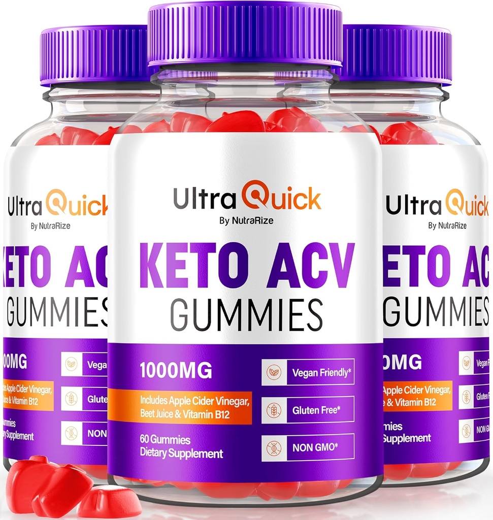 (3 Pack) Ultra Quick Keto ACV Gummies, Ultra Quick Keto ACV Gummies suporte perda de peso, Natural Keto+ACV, Premium Keto Plus Fórmula ACV, Apple Cider Vinagre Gummy, Oficial UltraQuick (180 Gummies)