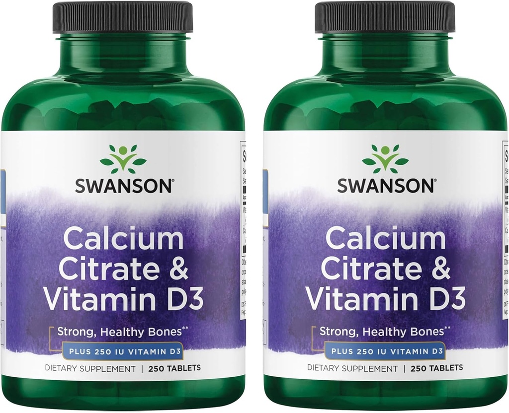 Swanson Calcium Citrate " Vitamin D3 250 Tabs (2 Pack)
