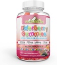 Black Sambucus Elderberry Gummies with Propolis ' Echinacea + Vitamin C Antioxidant Flavonoids Immune System Booster for Kid & Adult Vegan Friendly . Raspberry Flavored. 100