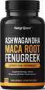 Natgrown Ashwagandha Maca Root Fenegriek Extract Capsules Supplement for Men & Women - Vegan Pillen - (120 Tel.)