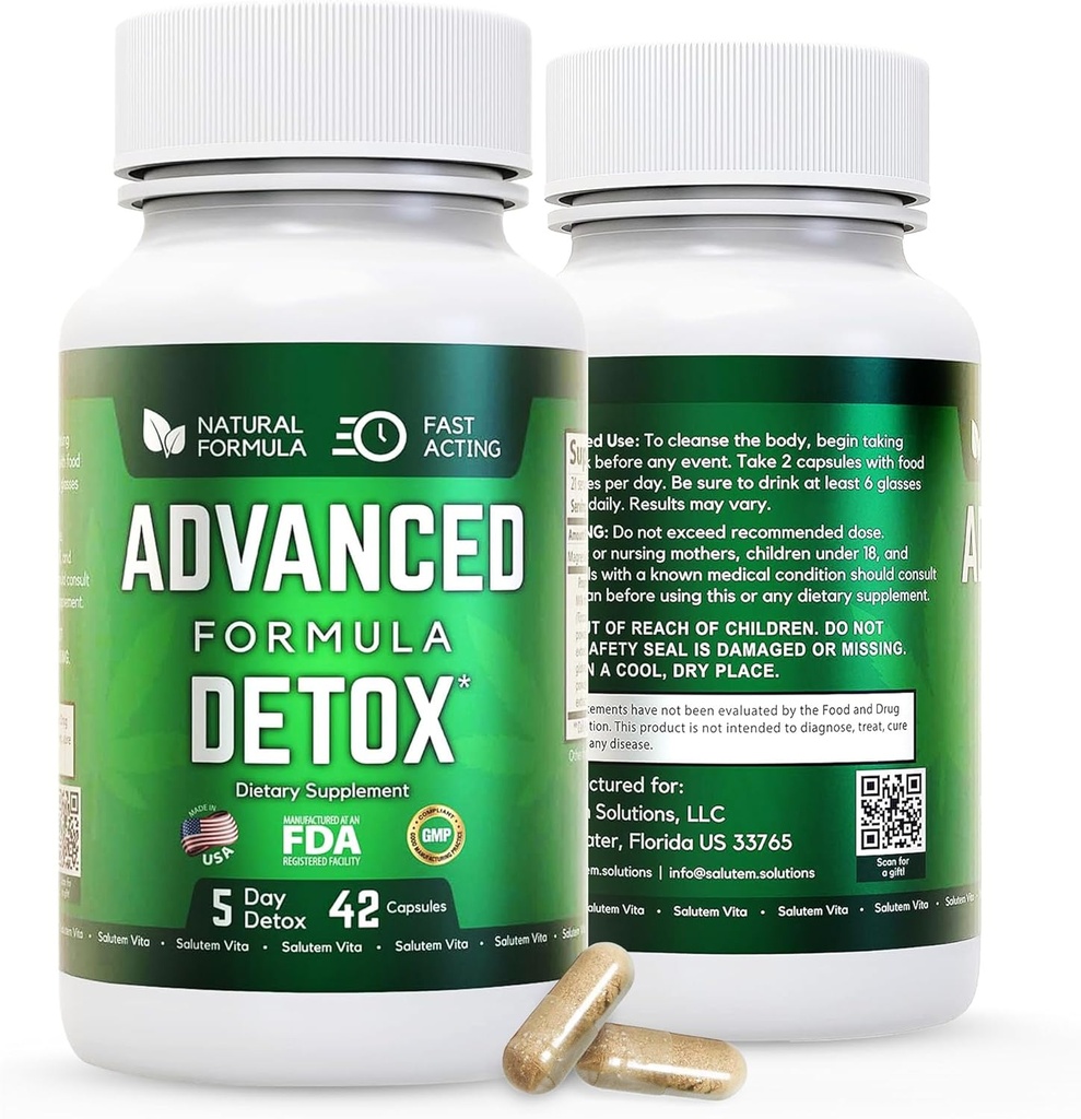 Advanced Detox tīrīt, dabas detox & tīrīt ar piena dadzis, lakricas pulveris, un vairāk, ķermeņa tīrīt Detox sievietēm un vīriešiem, 42 kapsulas