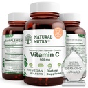 Natural Nutra Vitamin C Supplement for Kids and Adults, Immune Booster, Helps Supports Bone Health, Protect Skin and Heart Health, Vegetable Source, 500 mg, 100 Vegan Wafers