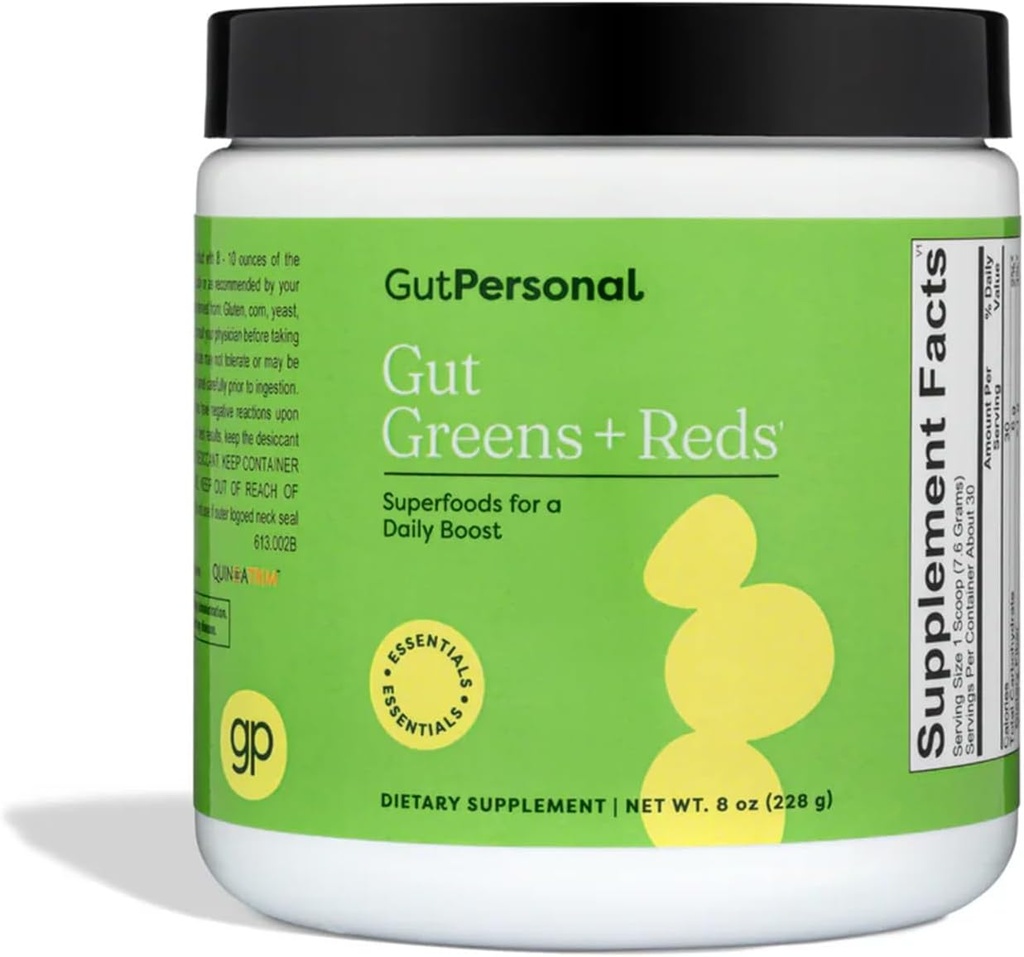 GutPersonal Gut GreensTM + Reds Nourish Your Gut, Creste Bacteria buna, si imbunatateste bunastarea pentru sanatatea optima a stomacului, 30 Serviri