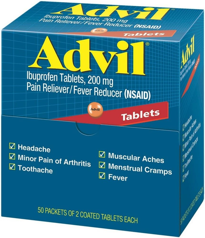 Advil Ibuprofen, 200mg, 50 Packets di 2 compresse rivestite (Pack of 4)