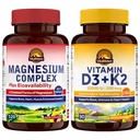Vitalitown Magnesium Complex & Vitamin D3 K2 Bundle (Pack of 2) | for Bone Heart Immune & Muscle | Magnesium Glycinate, 10000IU D3, MK-7 | 120 Mag Caps & 90 D3 Softgel