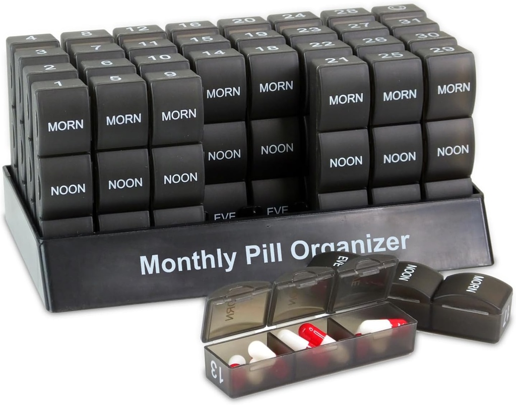 Deke Home - Havi Pill Organizer 3 Times egy nap, 30 napos Pill Box AM PM Communications, Nagy Havi Medicine Organizer Vitamins, kiegészítők és gyógyszerek, Travel- Friendly Pill Case, BPA Free
