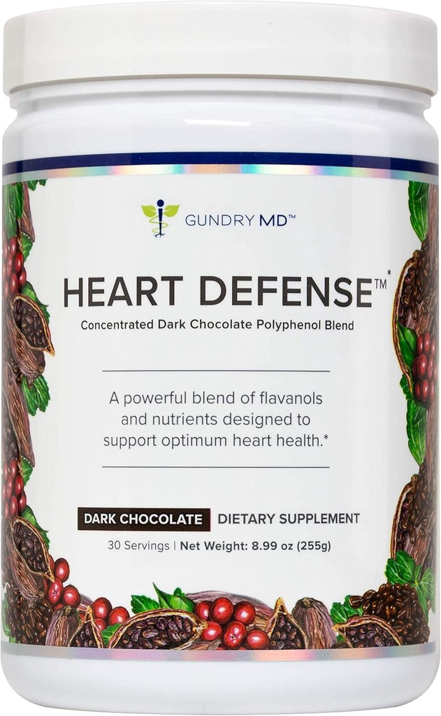 Gundry MD® Heart DefenseTM מרחיבה את Dark Chocolate Polyphenol, 30 משרתות