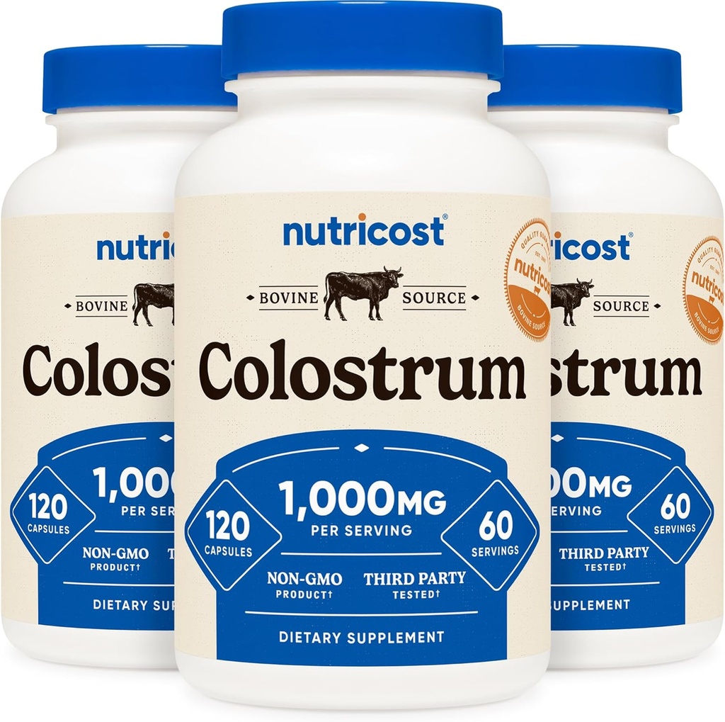 Nutricost Colostrum 1000mg, 120 Caps, 60 Xüsusiyyətlər (3 Şişeler)