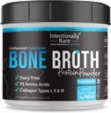 Умишлено Bare Bone Broth Protein Powder Unflavored - Трева Fed Protein Powder с Multi Collagen Peptides Тип 1 2 и 3 - Млечен свободен кост Broth прах за кожа, Gut и Joint - 20 Сервиз