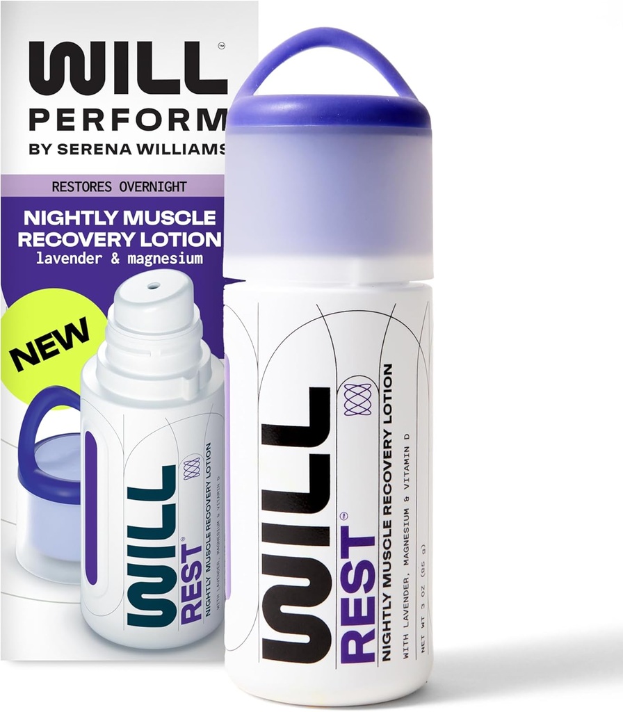 Lavandas eļļa Magnija losjons miegam ar Serena Williams I Nightly Aktuāls magnija krēms relaksācijas I vitamīns D & Geranium Lavandas losjons labākam miegam un atvieglojumu I 3 FL Oz