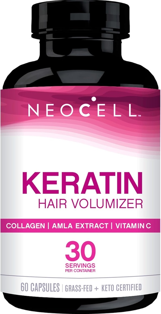 NeoCell Keratin Volumizer per capelli con collagene, estratto di Amla e vitamina C, supplemento per capelli e pelle, capsula, 60 conte, 1 bottiglia