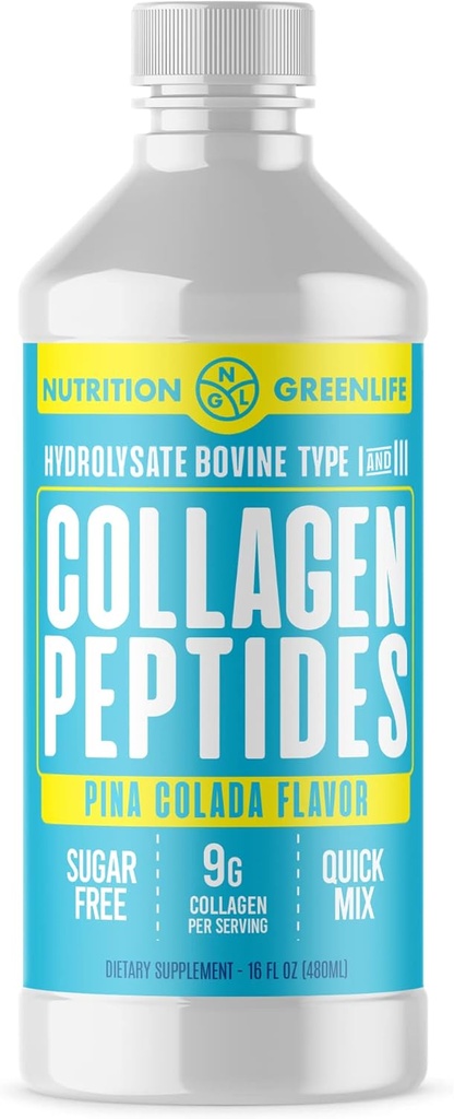 Collagen Peptides Hydrolyzed Liquid Concentrate 9000mg Hair, Skin, Nail Health Supplement Sugar Free