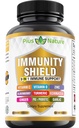 9-in-1 Immune Support Vitamin C (1000mg), Vitamin D3 (5000 IU), Zinc(22mg) with Elderberry, Turmeric, Echinacea, Ginger, Garlic and Pre+Pro-Biotic per Serving (120 caps per Bottle - 2 Month Supply)