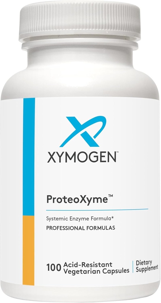 XYMOGEN ProteoXyme - Pancreatic Enzymes, Serrapeptase, Rutin, Papain & Bromelain - 设计支持组织完整性和健康免疫系统平衡(100酸-resistant Capsules)