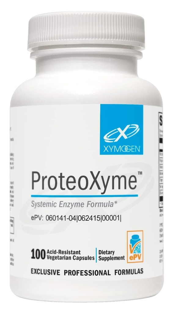 XYMOGEN ProteoXyme - Supports Systemic Enzyme & Immune Balance - Proteolytic Pancreatic Enzymes - Acid-Resistant Capsules - Vegetarian, Gluten-Free & Soy-Free - 100 Capsules