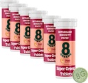 8 Greens Supergreens Tablet | Super Greens אבקת Superfood, Metabolism Immunity & Focus, Daily Greens Efferscent Tablets, אורגני: Aloe Vera, Spirulina, Chlorella, Peach, 60 צינורות.